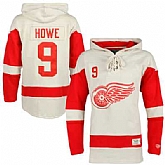 Detroit Red Wings #9 Gordie Howe White All Stitched Hooded Sweatshirt,baseball caps,new era cap wholesale,wholesale hats